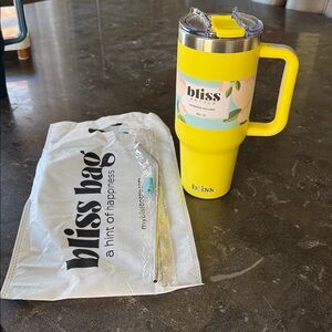 bliss 40 oz. Summer Yellow Stainless Steel Insulated Tumbler with Handle